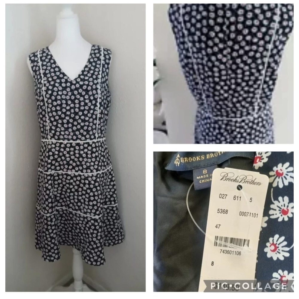 Brooks Brothers Navy and White Floral Dress